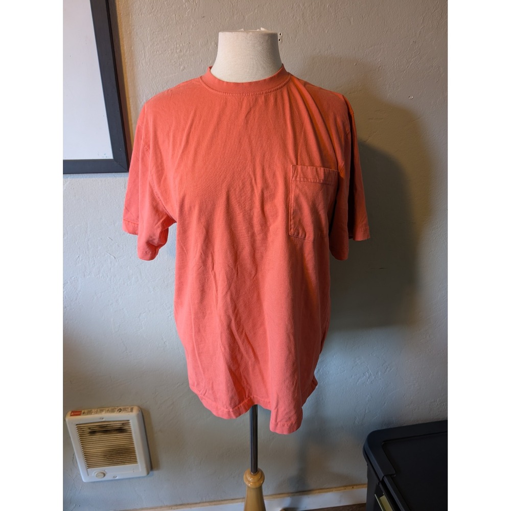 LL Bean Pocket Tee Tshirt Mens Medium M Reg Coral Traditional Fit 100% cotton